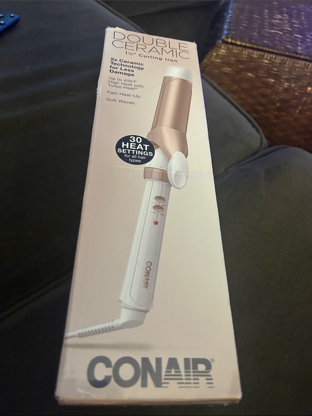 Conair Double Ceramic 1 1/2" White/Rose Curling Iron - 30 heat settings. Box/New